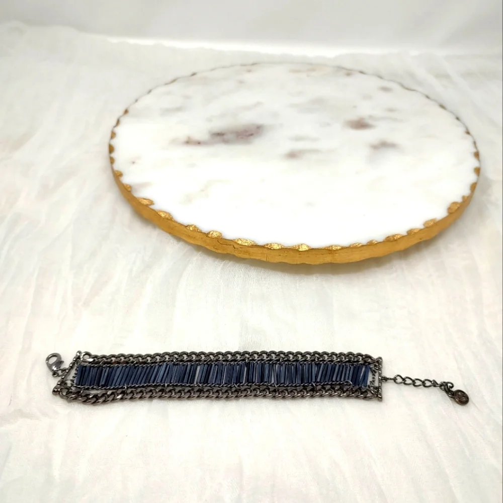 Simply Vera By Vera Wang Metallic Blue Bead Chain Bracelet